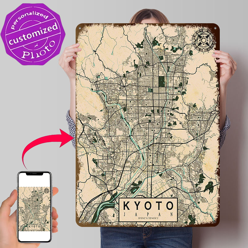 Retro Gaming Kyoto - Kyoto Şehir Haritası Japonya Vintage Poster