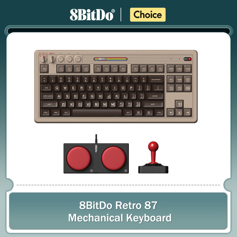 Retro Gaming Us - 8BitDo Retro Mekanik Klavye, BT/2.4G/USB-C 87