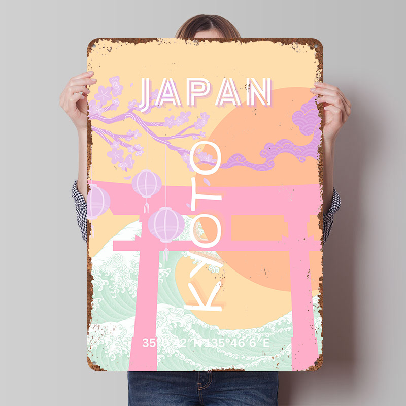 Retro Gaming Kyoto - Kyoto japonya seyahat sanat metal poster