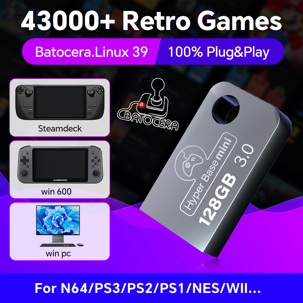 Retro Gaming Batocera - Batops3 128G USB Flash sürücü Windows